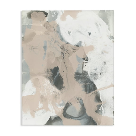 Stupell Industries Beige & Grey Splash Abstract Painting Wrapped Canvas Art Print Wall Art, 16 x 20