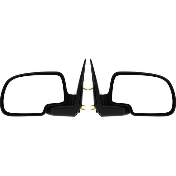 For Chevy Silverado 1500 HD 2001 02 03 04 05 2006 Door Mirror Driver and Passenger Side | Pair | Manual | Non-Heated | Black Cover | Chrome | Replacement For 25876714, 25876715 | GM1320208, GM1321208