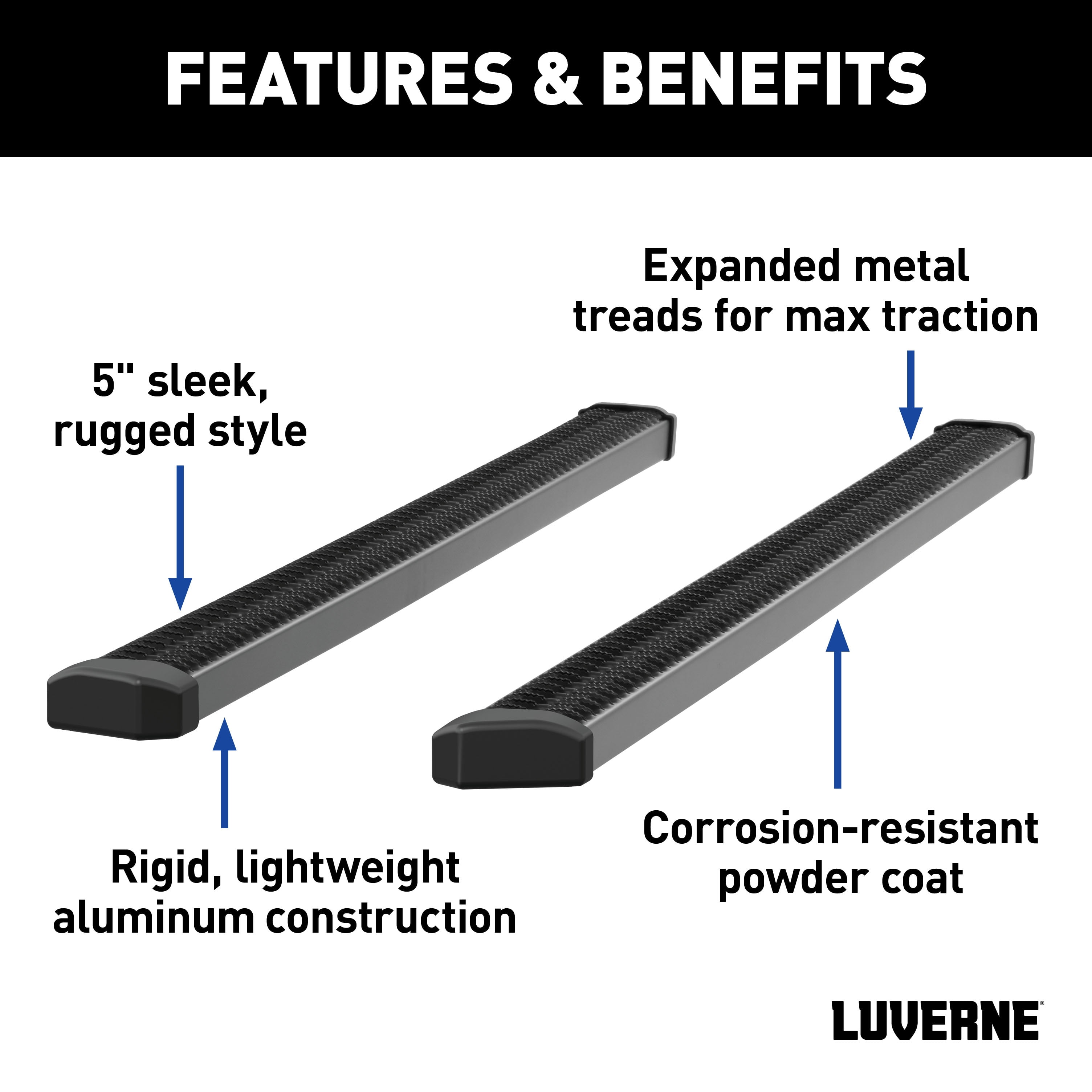 LUVERNE 416088-4055120 SlimGrip 88-Inch Black Aluminum Truck Running Boards, Select Ford F-150 Fits select: 2004-2014 FORD F150