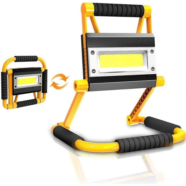 LED Work Light 20W Portable Rechargeable Foldable Floodlight Camping Lights Power Bank Emergency Safety Lights Construction Site Spotlights with 360 R