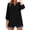 Black, variant on Babysbule Women's V-Neck Embroidered 3/4 Sleeve Blouse, Lightweight Cotton Linen Loose Tunic Top for Spring and Summer Casual Wear