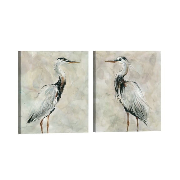 Crane at Dusk I & II by Carol Robinson Set of Canvas Art Prints