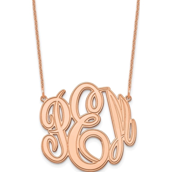 Custom Personalized 14K Rose Gold Etched Monogram Necklace 14k Rose Gold: Jewelry by Sweet Pea - Made in USA