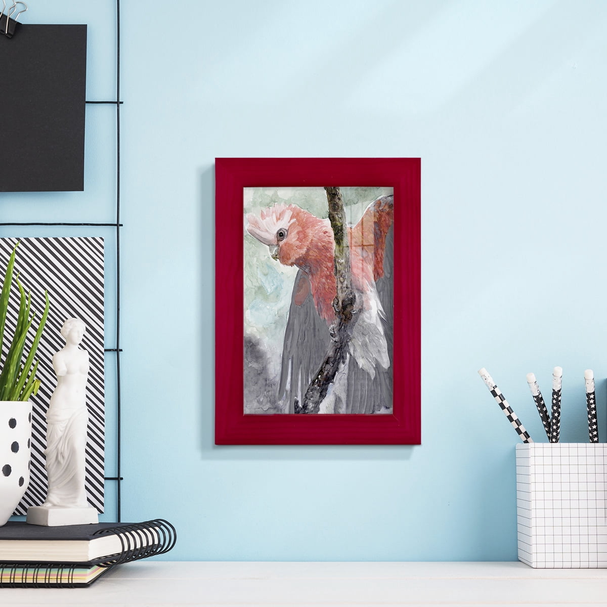 Tropic Parrot II - Framed Print w/glass - Cherry Red