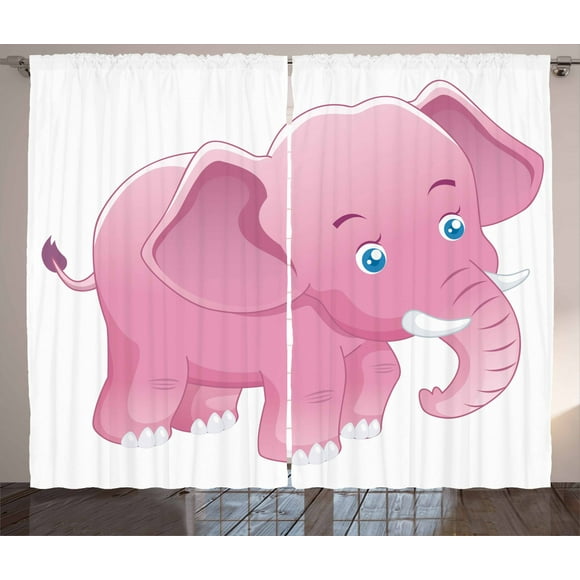 Pink Elephant Nursery Curtains