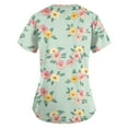thumbnail image 5 of Scrubs for Women,Floral Print Scrub Tops - Side Pocket Design for Nurses & Healthcare Workers - Light Green - XXXXXL, 5 of 5