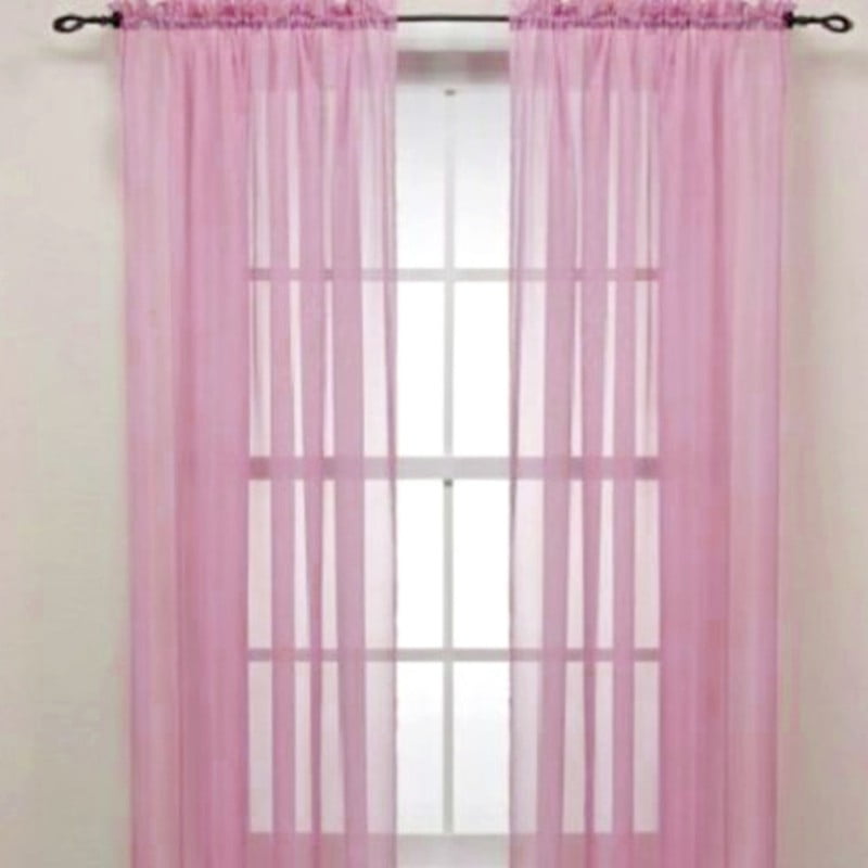 19 Solid Color Window Curtains Door Window Drape Panel Sheer Voile