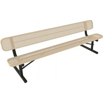 Coated Outdoor Furniture Heavy-Duty Portable Outdoor Bench Thermoplastic Coated, Expanded Metal, Commercial-Grade Seating, Made in America (Portable with Back, 8 Ft, Tan)