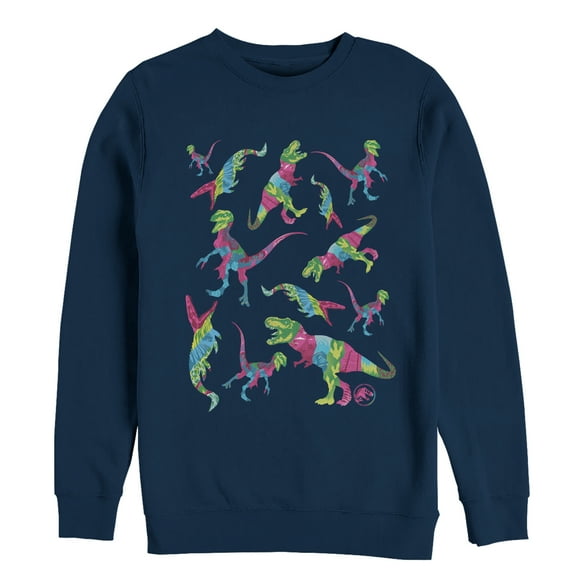 Men's Jurassic World: Fallen Kingdom Rainbow Dinosaurs Sweatshirt Navy Blue Small