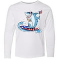 thumbnail image 3 of Inktastic Fourth of July Shark Surfing Long Sleeve Youth T-Shirt, 3 of 5