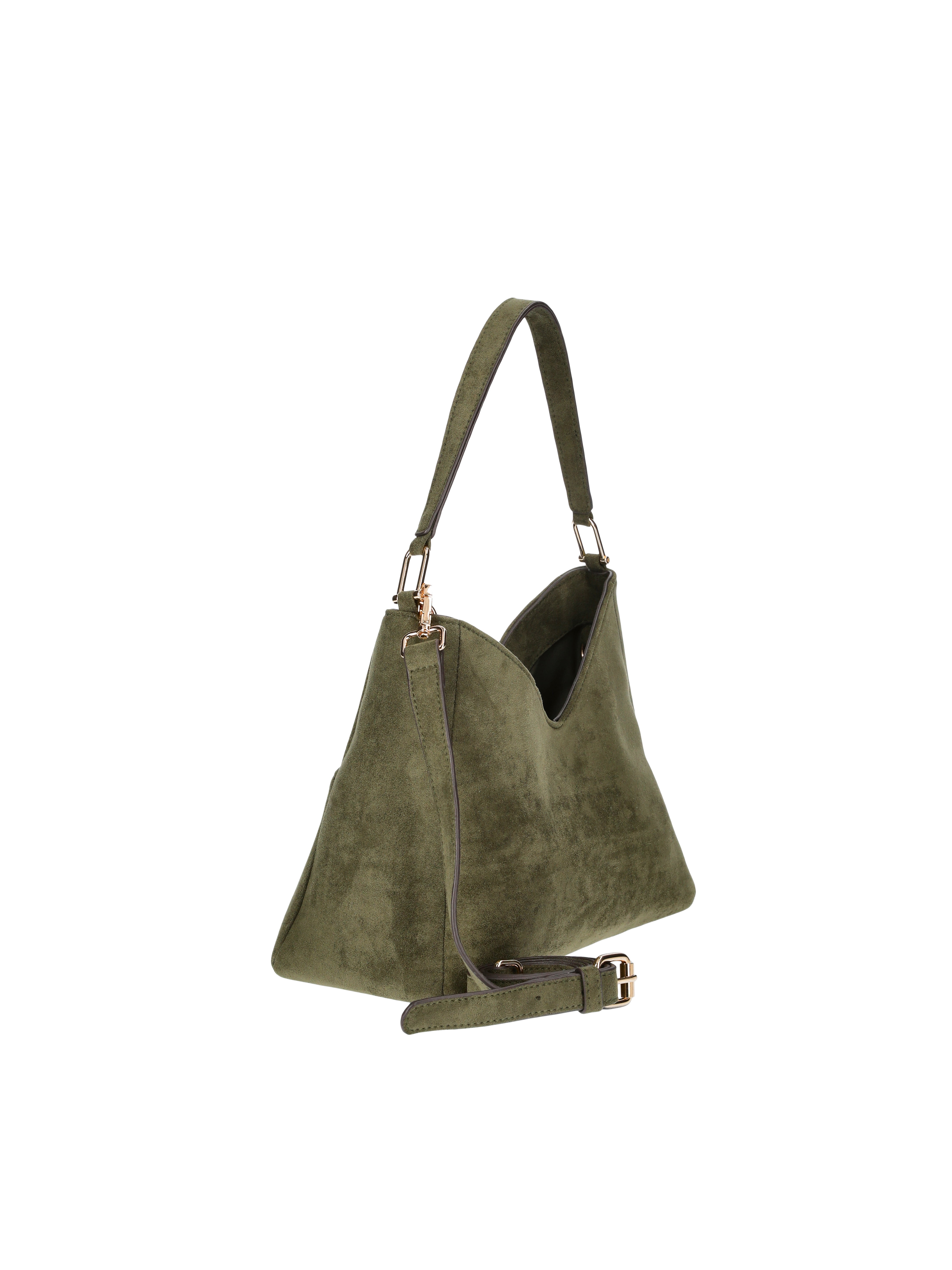 Time and Tru Women's River Soft Faux Suede Shoulder Hobo Bag, Olive