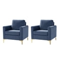 thumbnail image 2 of Tina's Home Modern Velvet Accent Chair Set of 2 with Gold Metal Legs, Tufted Club Chairs for Living Room, Bedroom & Office, Slate-Blue, 2 of 7