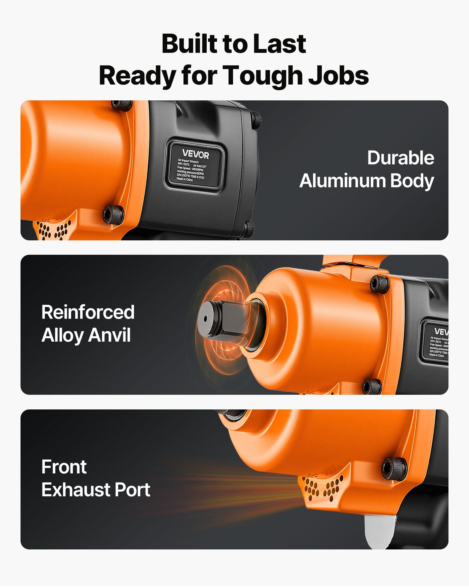 VEVOR 1 Inch Air Impact Wrench, Up to 1200 ft-lbs Nut-Busting Torque, 16.4 lbs Lightweight Pneumatic Impact Gun with Double Handles for Heavy Duty Repairs and Maintenance