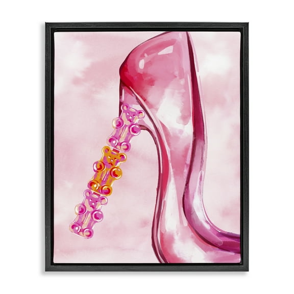 Stupell Industries Candy Bear Heel Beauty & Fashion Painting Black Floater Framed Art Print Wall Art, 17 x 21
