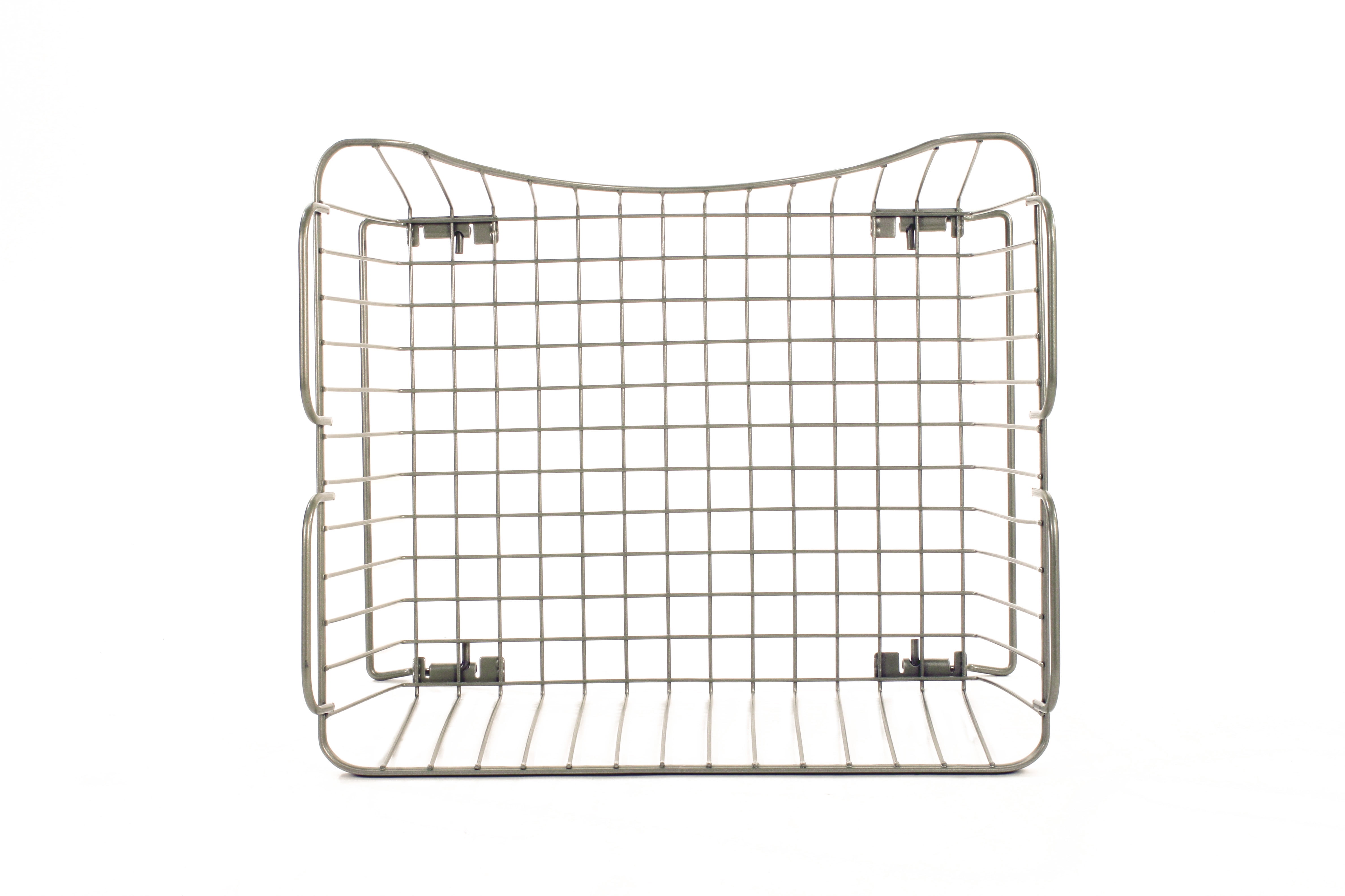 Spectrum Diversified Ashley Steel Stackable Wire Basket with Raised Feet and Looped Handles, Modular Stacking Bin System for Kitchen Countertop and Desk Organization, Medium, Satin Nickel