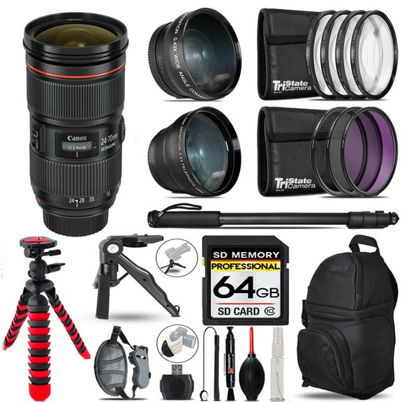 Canon EF 24-70mm f/2.8L II USM Zoom Lens   21-Piece Pro Imaging Kit - 64GB (International Version)