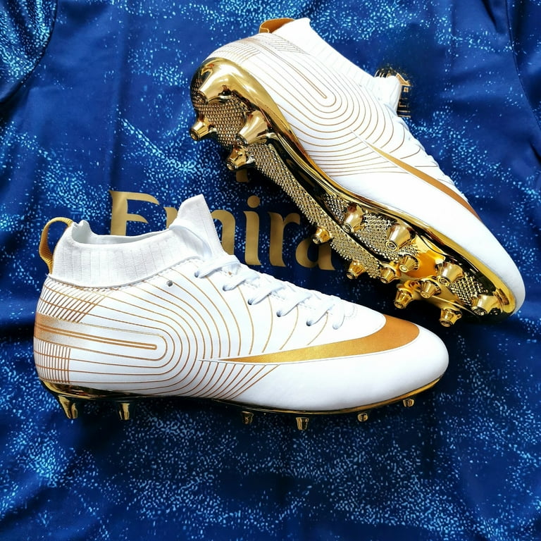 Men's Soccer Cleats High-Top Unisex Football Boots with Golden