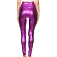 thumbnail image 6 of Sakkas Shiny Liquid Metallic High Waist Stretch Leggings - Made in USA - Purple - 3X, 6 of 8