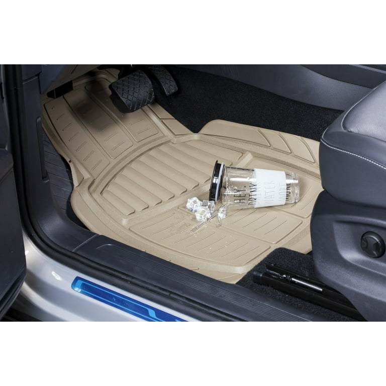 Beige Universal Rubber Car Floor Mats All Weather Protection