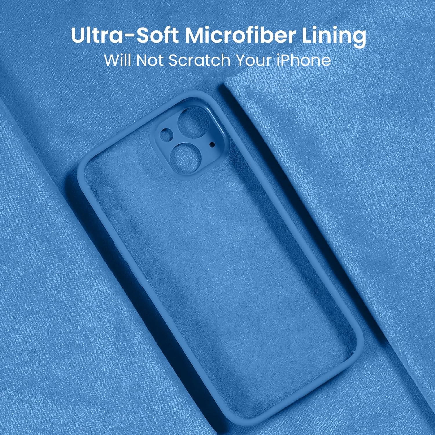 for iPhone 15 Plus Case, Silicone Upgraded [Camera Protection] Case with [2 Screen Protectors], Soft Anti-Scratch Microfiber Lining Inside, 6.7 inch, Blue