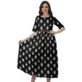 thumbnail image 1 of Moomaya Robe Évasée Imprimée Femme Robe Midi Manches Courtes Robe Décontractée de Travail, 1 of 4
