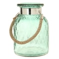 thumbnail image 2 of Raz 9.75" French Countryside Hanging Green Harlequin Glass Lantern with Jute Handle, 2 of 2