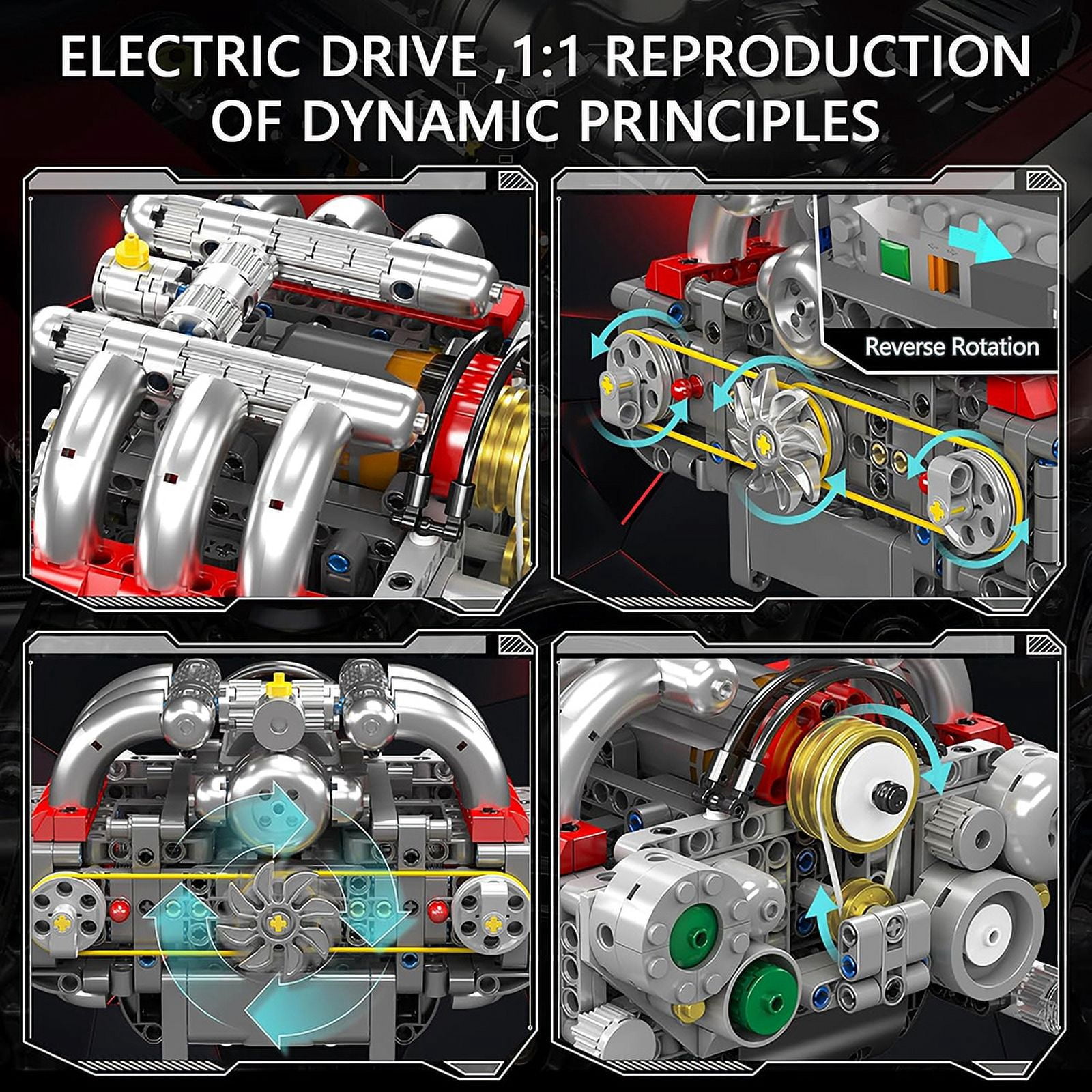 SNOWEAGLE Boxer Engine Model Kit That Runs, Build Your Own Mini V8 Engine, Car Engine Building DIY Model Engine Kit for Kids/Adults Collections(609+PCS)