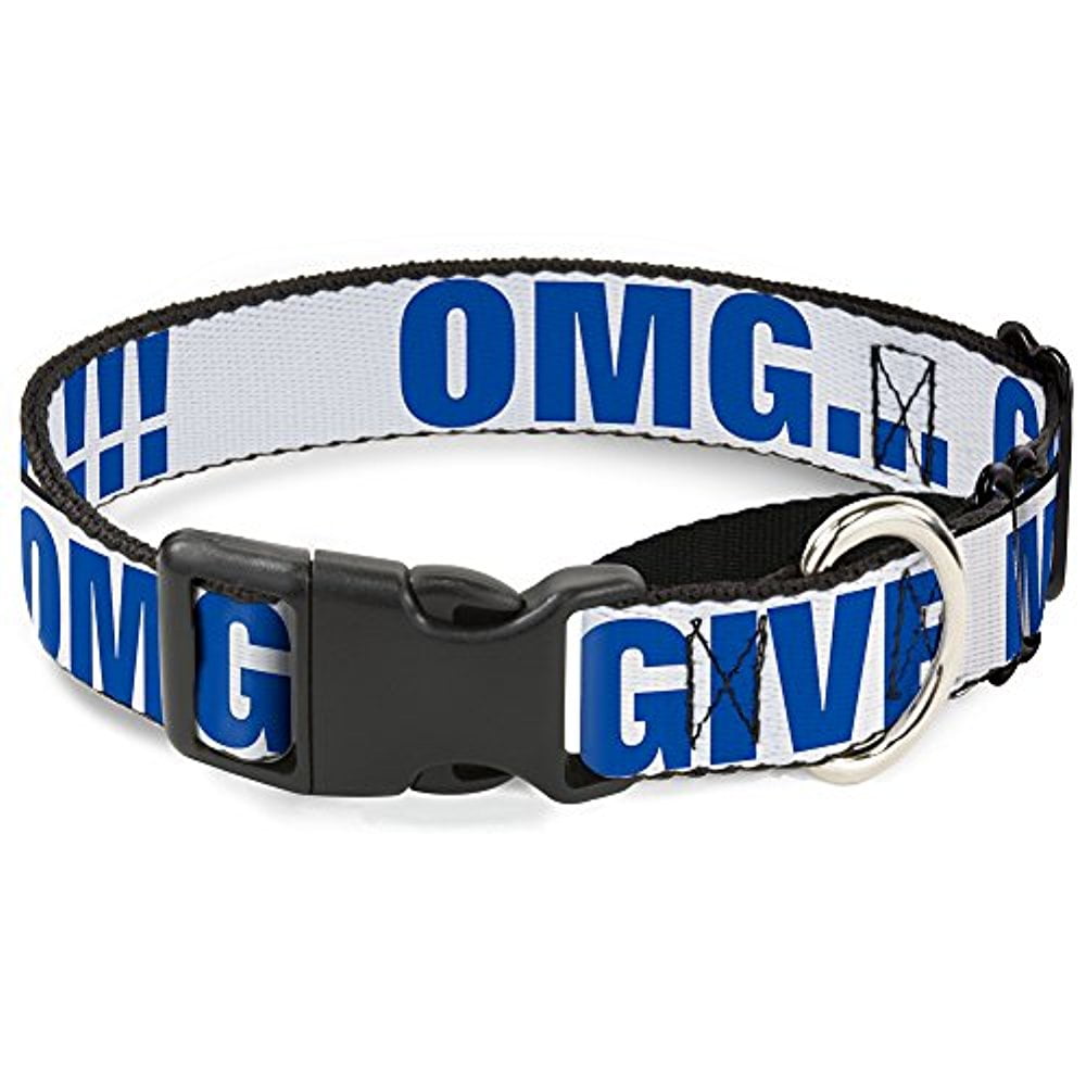 Buckle-Down Martingale Dog Collar - OMG…GIVE ME A BREAK!!! White Royal - 1" Wide - Fits 15-26" Neck Size - Large