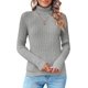 thumbnail image 3 of Suéteres de punto acanalado con cuello alto para mujer 2023 Otoño de manga larga suave clásico ajustado suéter Tops, 3 of 5