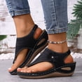 thumbnail image 2 of Platform Wedge Sandals for Women Lightweight Thong Sandals Breathable Non Slip Beach Sandal Elastic Slingback Flip Flops Black Size 8, 2 of 5