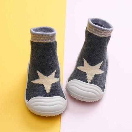 

Quealent Baby Walking Shoes Baby Snow Boots with Fur Inner Baby Girl Booties with Button Anti Slip Rubber Hard Sole Gray 0 Months