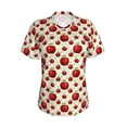 thumbnail image 2 of Uemuo Fruit Apples Printed Women's Classic V-Neck T-Shirt - Soft, Breathable, Moisture-Wicking, Perfect for Casual, Office, Travel, and Everyday Wear-Small, 2 of 5