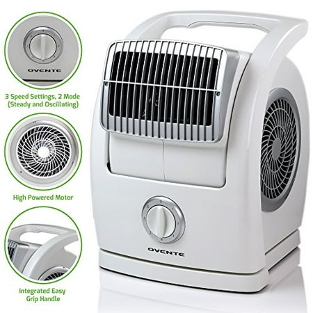 Ovente Electric Blower Fan, Cool Breeze Pivoting Head, Low Noise Technology, 3 Speed Settings, 100W, Steady & Oscillating Mode, White