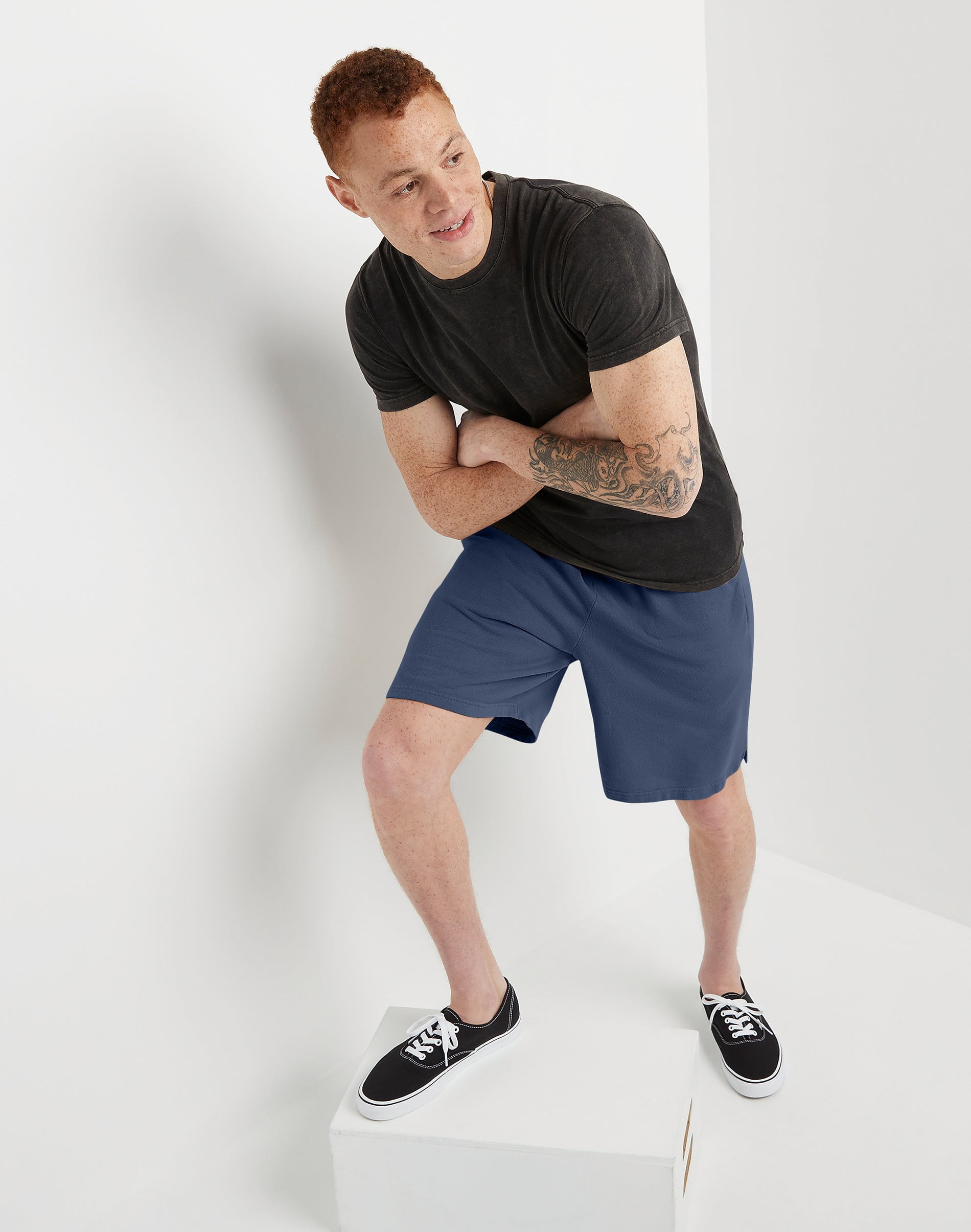 Hanes Sweat Shorts Men's Garment Dyed Midweight Elastic Waist Drawcord 8 inseam