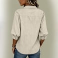 thumbnail image 5 of Neewe Womens Button Down Shirts Plain Lapel 3/4 Sleeve Tops Elegant Dressy Blouses Business Casual Outfits, 5 of 5