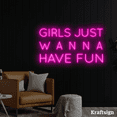 thumbnail image 2 of Craftnamesign Girls Just Wanna Have Fun Neon Sign, Room Decor, Quotes Sign, 2 of 4