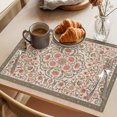 thumbnail image 3 of Bohemia Placemats Set of 4 Retro Farmhouse Ethnic Flowers Pattern Boho Place Mats Indoor Wipeable Table Mats Washable Cloth Dining Table Placemats for Kitchen Holiday Party Home Decor 13x19 Inch, 3 of 9