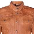 thumbnail image 4 of Mens Retro Denim Leather Shirt Jacket-Dorking in Tan, 4 of 4