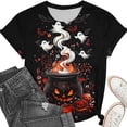 thumbnail image 4 of Qzwdhjm Plus Size Halloween Shirts for Women Short Sleeve Spooky Season Tshirts Crewneck Plus Size Witch Graphic Tees for Fall Party, 4 of 6