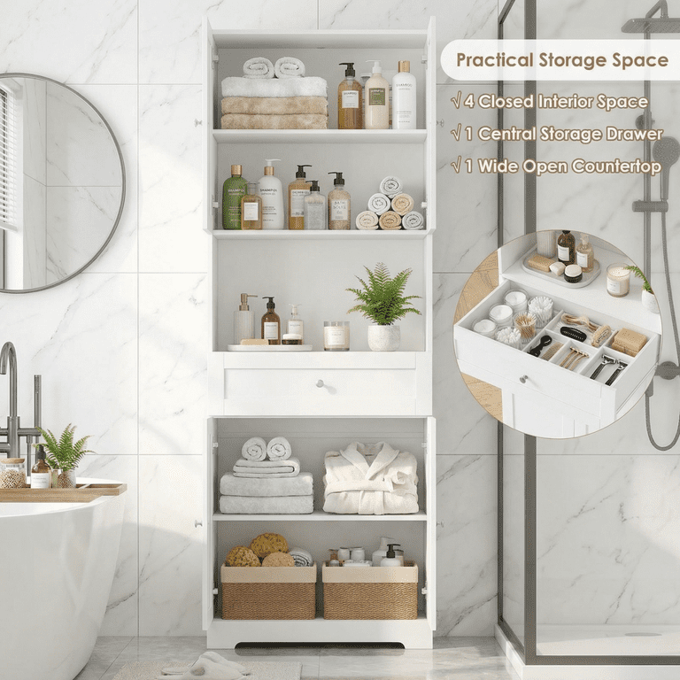 Homfa 67.5-Inch Tall Bathroom Storage Cabinet with 4 Doors photo 3
