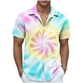thumbnail image 2 of Blusa y camisa de manga corta con cuello vuelto para hombre, blusa informal de moda con cuello vuelto, blusa estampada de manga corta con botones, blusa de poliéster para hombre, 2 of 5