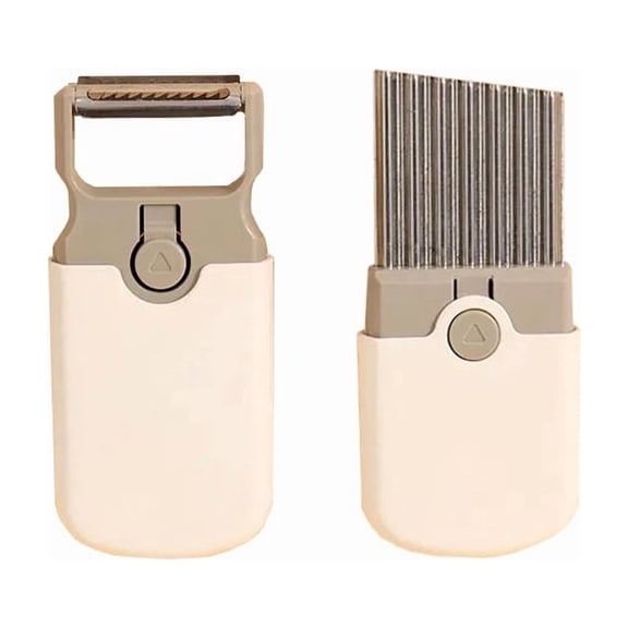 2 In 1 Vegetable Peeler With Handle & Lid Durable Julienne Slicer For Kitchen Potato Carrot Cucumbe(Beige-15X6.5Cm)