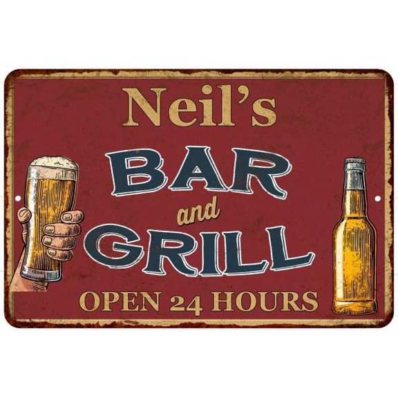 Neil's Red Bar and Grill Rustic Sign Decor 8x12 208120045098