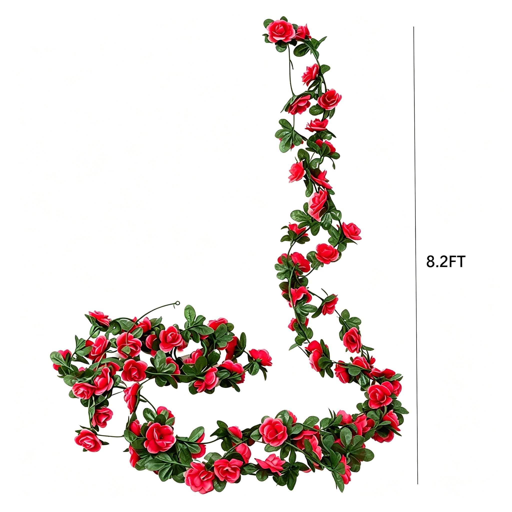 TETOU 6pcs Flower Garlands Artificial Rose Vine Flowers with Leaves 66ft Hanging Roses Vine for Room Wedding Birthday Christmas Wall Decor(Red)