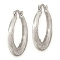 thumbnail image 2 of 925 Sterling Silver Rhodium-plated Diamond Cut Scalloped Hoop Earrings; for Adults and Teens; for Women and Men, 2 of 3