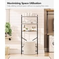 thumbnail image 4 of Over The Toilet Storage, 3-Tier Over Toilet Bathroom Organizer, Freestanding Above Toilet Shelf with Adjustable Feet, Space Saving, Easy Assembly, Greige and Black BG63TS01, 4 of 8