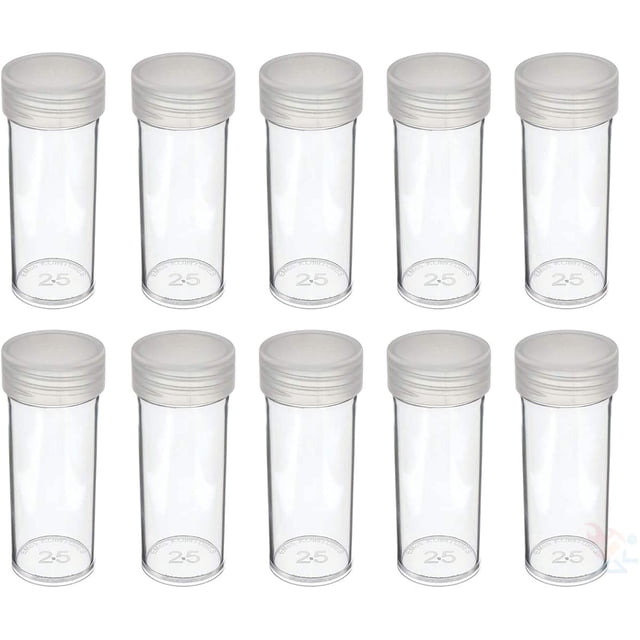 TUBES de Rangement pour Pièces, Ronds en Plastique Transparent avec Couvercles Vissés pour Quarts (Quantité de 10 TUBES)