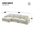 thumbnail image 2 of 134*54"Oversized Corduroy Sectional Sofa, L Shaped Cloud Couch with USB Charging Port and Cup Holder, Deep Seat Sofa Bed with 50" Chaise, Comfy Indoor Furniture for Living Room, Beige, 2 of 9
