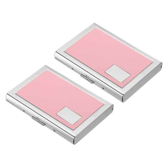 Uxcell RFID Credit Card Holder Metal Wallet 6 Slots Men Women Hard Protector Case Pink 2 Pack