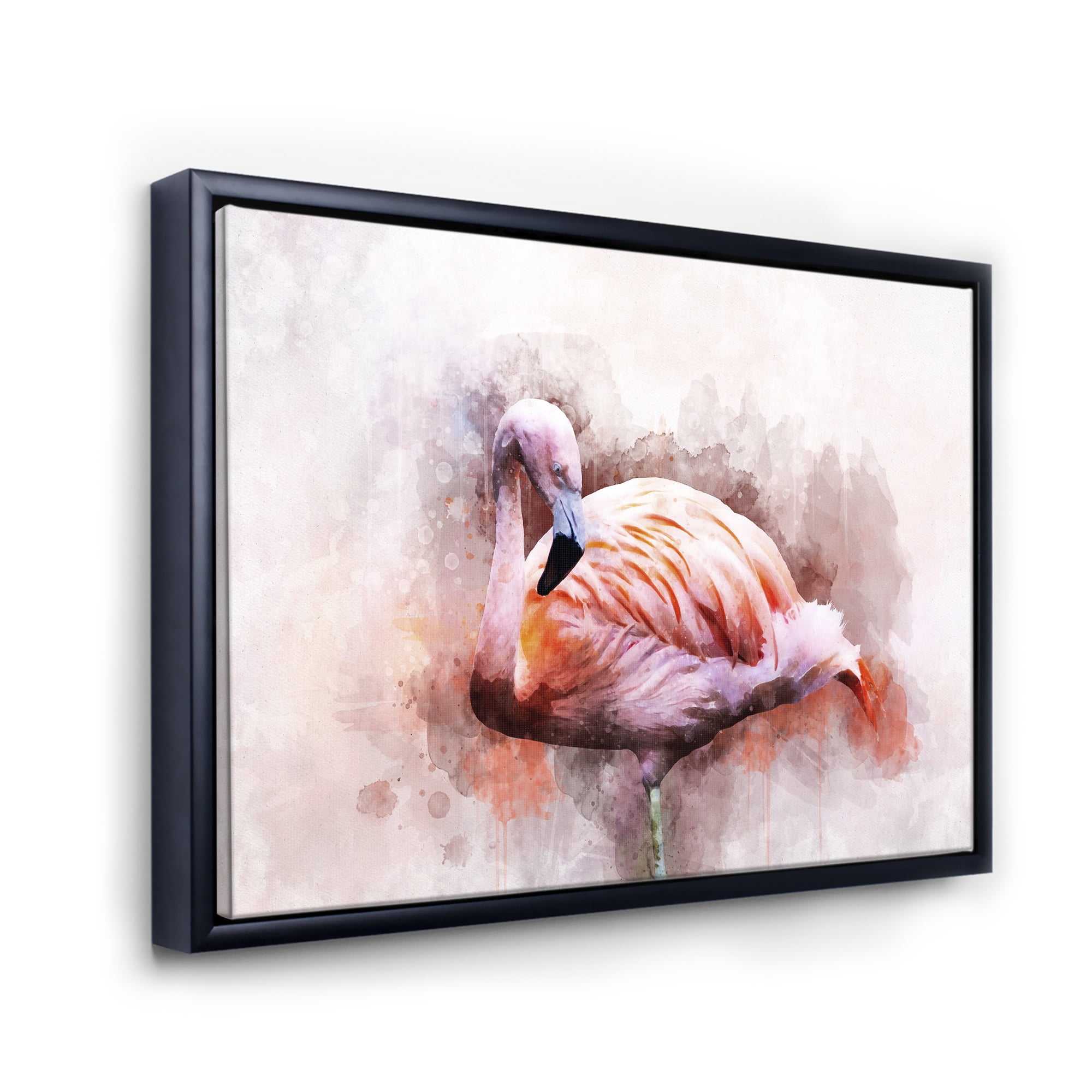 Designart 'Abstract Portrait of Pink Flamingo III' Farmhouse Framed Canvas Wall Art Print